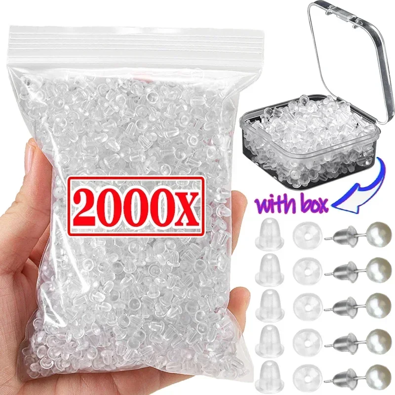 Top Trends: 500 / 2000pcs Transparent Silicone Head Ear Studs Plugs DIY Earring Findings Anti Falling Stoppers Earstud Ear Stopper Accessories Shoppable Styles