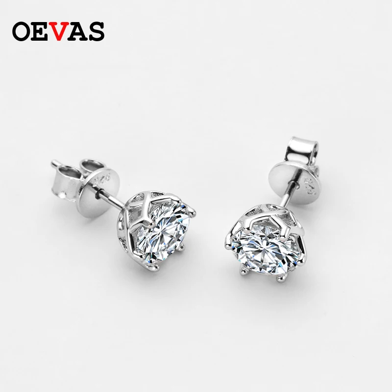 Top Trends: OEVAS Real 0.5-1 Carat D Color Moissanite Stud Earrings For Women Top Quality 100% 925 Sterling Silver Sparkling Wedding Jewelry Shoppable Styles