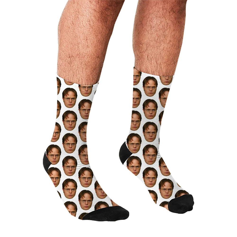 Top Trends: Men's Funny Socks Dwight Michael Scott Large Face Socks Harajuku Men Happy Hip Hop Novelty Boys Crew Casual Crazy Socks For Men Shoppable Styles