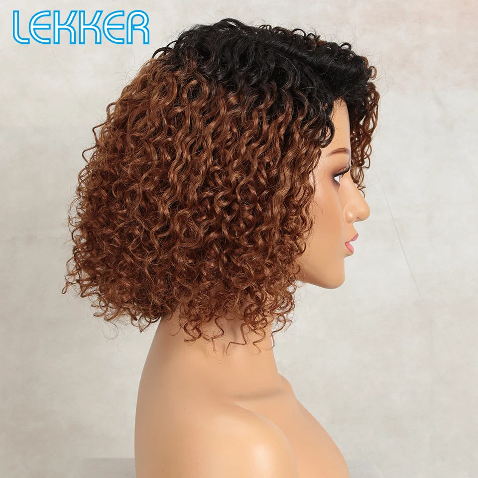 Top Trends: Lekker Wear And Go Ombre Brown Short Deep Curly Bob Human Hair Lace Wig For Women Glueless Brazilian Remy Hair Glueless Colored Shoppable Styles - Image 4