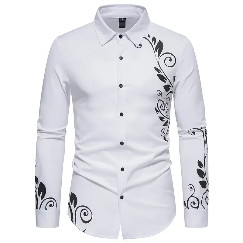 Top Trends: High Quality Men's Fashion Printed Shirt Casual Solid Color Slim Fit Long Sleeve Button Down Party Shirts Business Shirt Shoppable Styles - Image 4