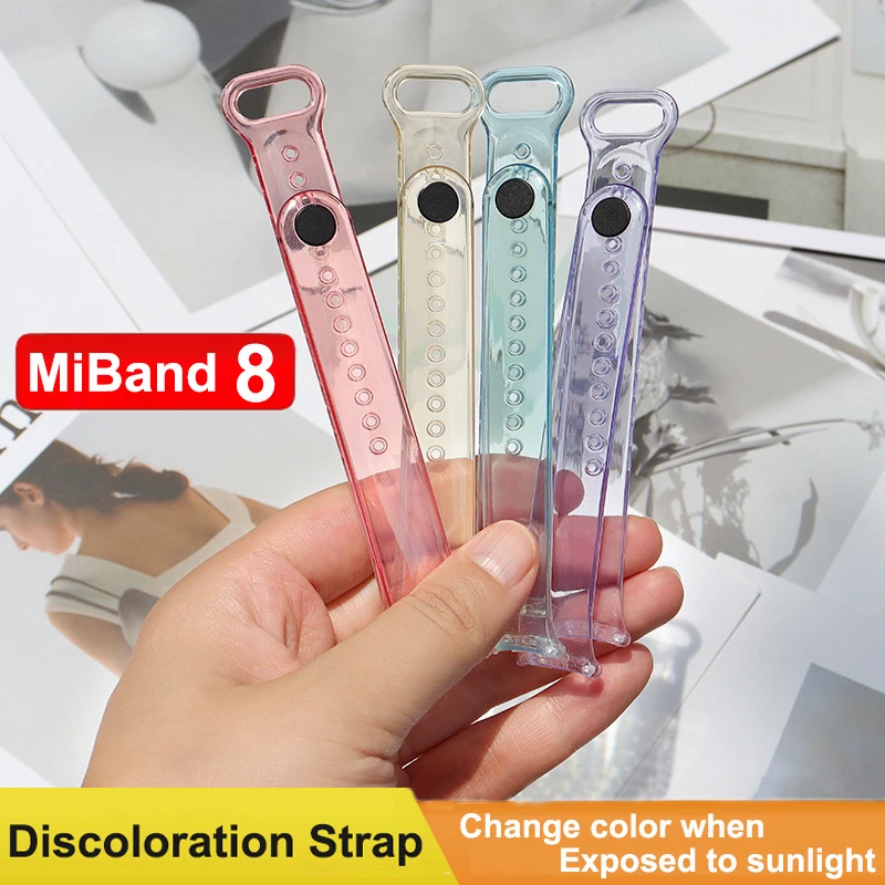 Top Trends: Discoloration Strap For Xiaomi Mi Band 8 Silicone Transparent Color Chang Watchband For Miband 8 Replacement Bracelet Shoppable Styles