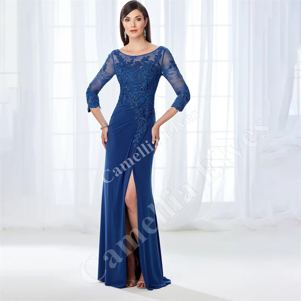 Top Trends: Chiffon Mermaid Mother Of The Bride Dresses For Weddings Lace Long Sleeve Sexy High Slit Formal Wedding Evening Mother Gowns Shoppable Styles