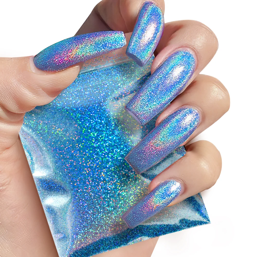 Top Trends: 10g / bag Holographic Laser Fine Glitter Powder Nail Decoration Shining Gold Silver Pigment Dust DIY Gel For Nails Art Accessoires Shoppable Styles