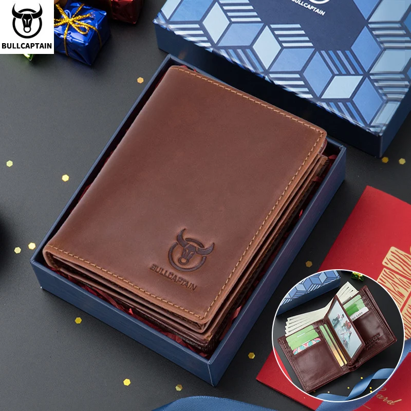 Top Trends: BULLCAPTAIN Men&#039;s Genuine Leather Wallet New RFID Locomotive British Leisure Multi Card Bag Large Capacity Waist Leather Wallet Shoppable Styles