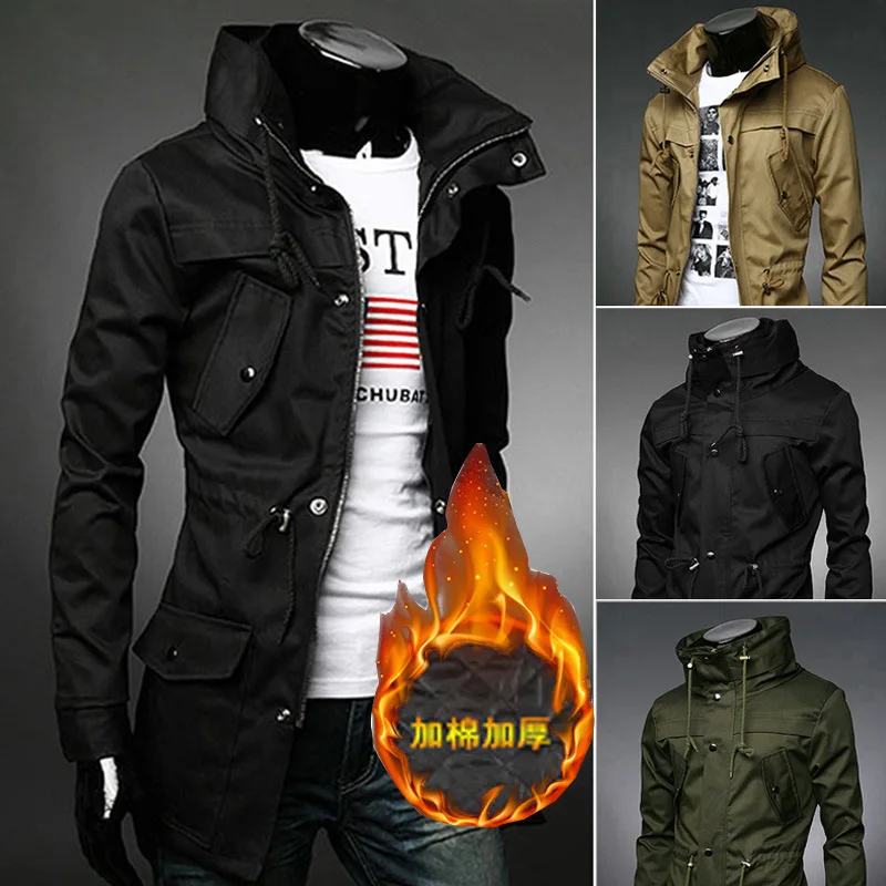 Top Trends: Men's Jacket Coat Foreign Trade Trench Coat Winter Fleece Cargo Trench Coat Men's Mid-length Double-layer Collart Mens Jacket Shoppable Styles