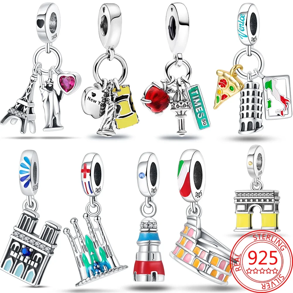 Top Trends: Authentic 925 Sterling Silver Car Travel New York Statue Of Liberty Charm Beaded Fit Pandora Bracelet DIY Jewelry Making Shoppable Styles