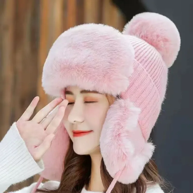 Top Trends: 2022 Women's Winter Hat Outdoor Russian Trapper Hat Korean Fashion Ushanka Thickened Earflap Pilot Hat Women's Trend Bomber Hat Shoppable Styles