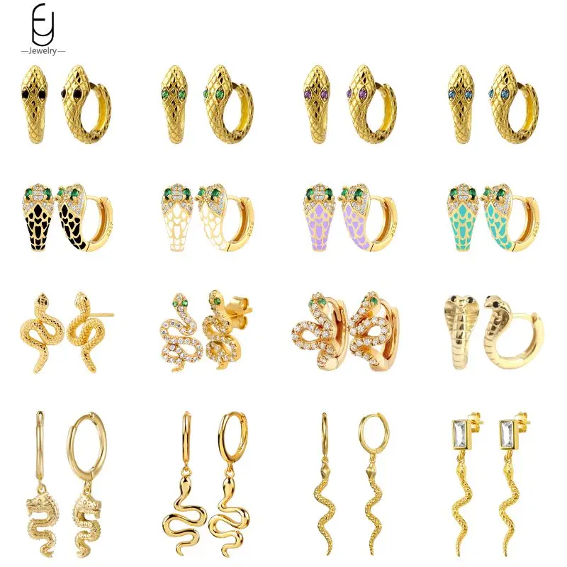 Top Trends: 925 Sterling Silver Needle Vintage Snake Earrings Women Gold Round Ear Clips Punk Style Fashion Hoop Earrings Women Jewelry Shoppable Styles