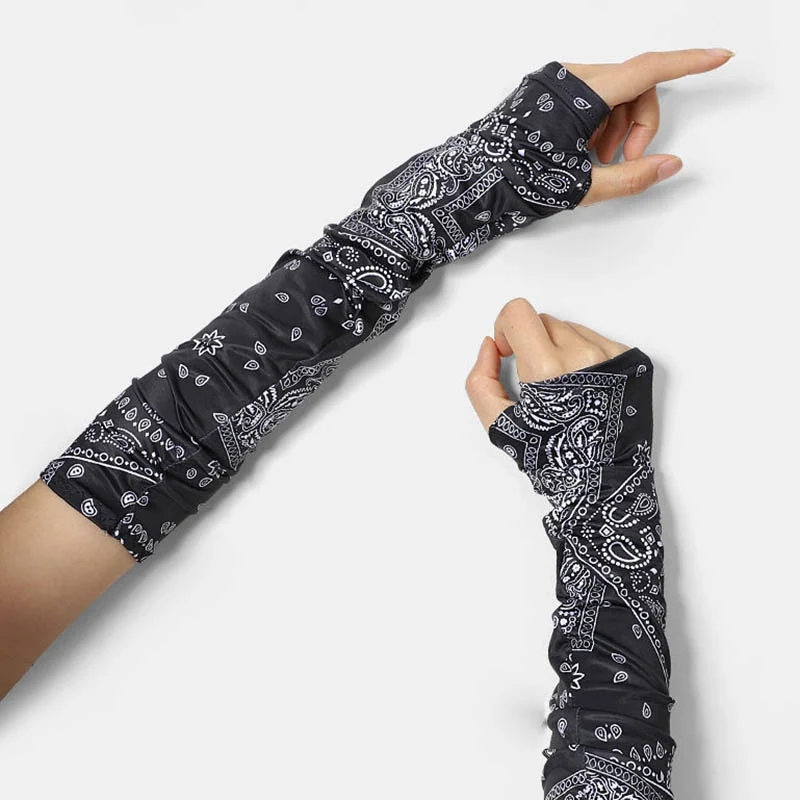 Top Trends: 1pair Summer Long Printed Sleeves Armguard Sun Protection Cover Outdoor Gloves Driving Ice Silk For Men Women Arm Sleeves Shoppable Styles