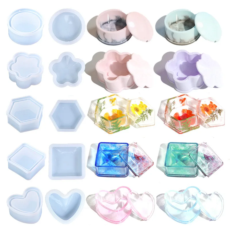 Top Trends: DIY Hexagonal Storage Box Silicone Mold Jewelry Box Container Mirror Crystal UV Epoxy Resin Gift Box Tools Making Shoppable Styles