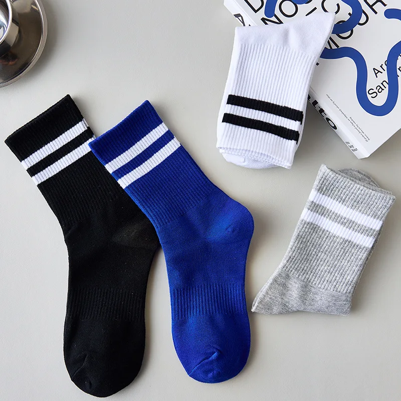 Top Trends: Men's Socks In The Autumn And Winter Cotton Sports Trend Cotton Sweat Absorption Deodorant Stripe Lovers Stockings Shoppable Styles