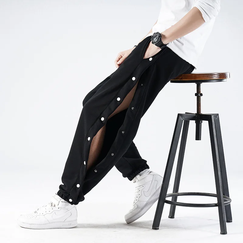 Top Trends: New Sports Pants Men's Basketball Training Full Open Button Pants Loose Plus Size Side Open Button Pants Men's Shoppable Styles