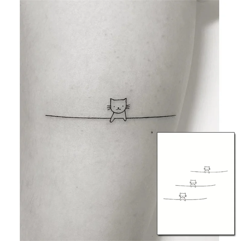 Top Trends: Waterproof Temporary Tattoo Stickere Cute Black Cat Hand Drawn Design Body Art Fake Tattoo Flash Tattoo Wrist Ankle Female Shoppable Styles