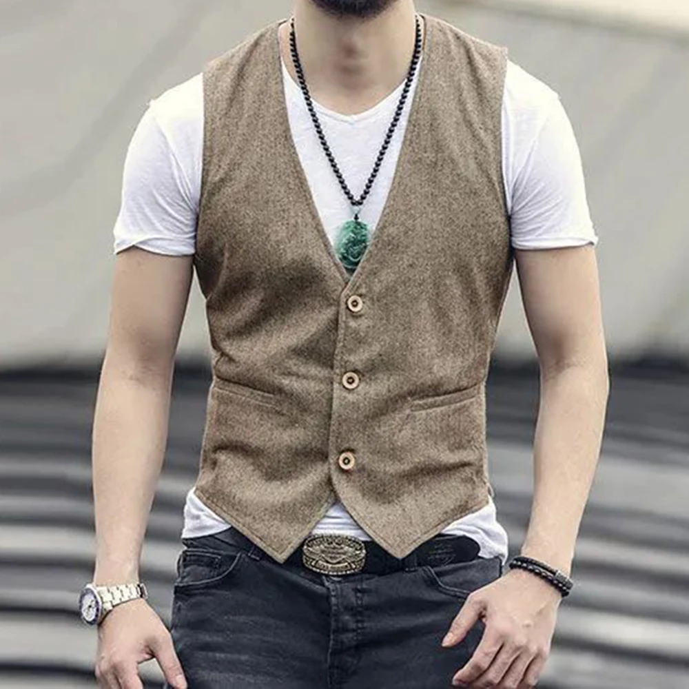 Top Trends: Men's Business British Style Retro Linen Vest Summer Thin Section Slim Three Button V-Neck Slim Gentleman Casual Formal Vest Shoppable Styles