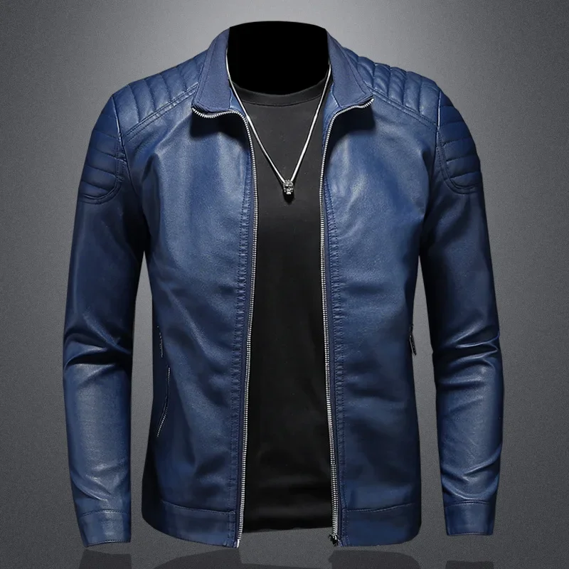 Top Trends: Stand Collar Leather Jacket Men's Fashion Jacket 2024New Casual Men's Leather Jacket Slim Korean Version Handsome Men's Clothing Shoppable Styles