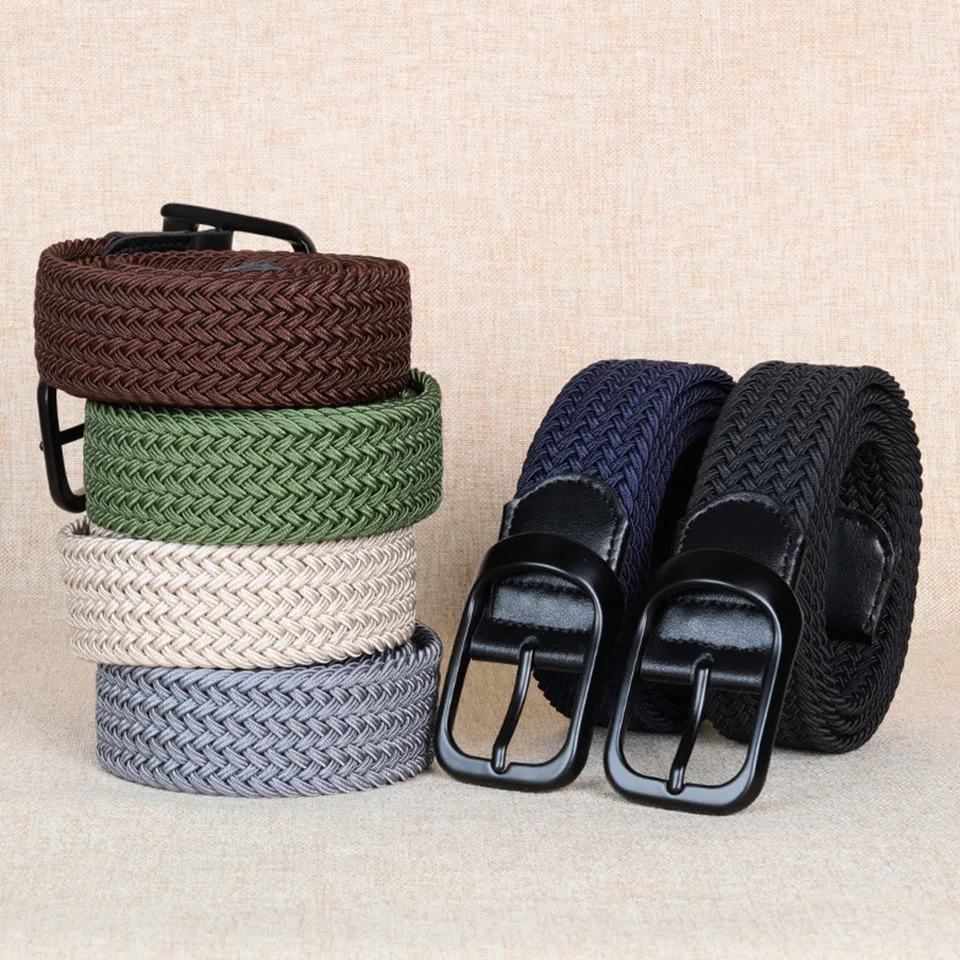 Top Trends: Punch-Free Men And Women&#039;s Woven Belt Elastic Elastic Fashion Korean Trend High-Quality Brand Design Golf Sports Belt Black 2177 Shoppable Styles