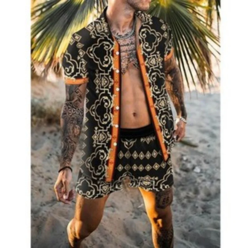 Top Trends: 2023 New Hawaiian Beach Flower Shirt Short Sleeve Top Men Loose Casual Fashion Vacation Shirt Shorts Two-piece Set Of Clothing Shoppable Styles