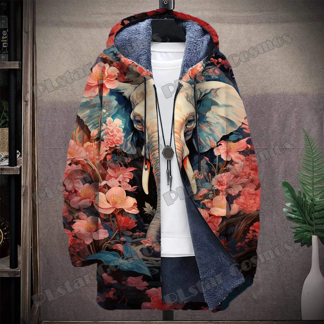 Top Trends: Animal Elephant & Cat & Turtle Retro Graffiti 3D All Over Printed Men's Hooded Coat Winter Casual Thick Warm Hooded Jacket HR02 Shoppable Styles