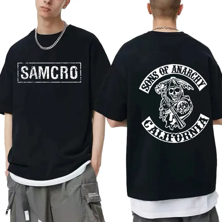 Top Trends: Sons Of Anarchy SAMCRO Double Sided Print Tshirt Men Womnen Fashion Hip Hop Rock Tees Short Sleeve Summer Cotton T Shirts Tops Shoppable Styles