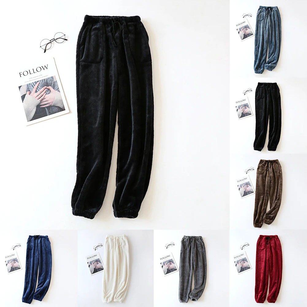 Top Trends: Mens Winter Warm Fleece Sleep Drawstring Pants Flannel Pajama Plush Lounge Pants Coral Bottoms Trousers Homewear Shoppable Styles