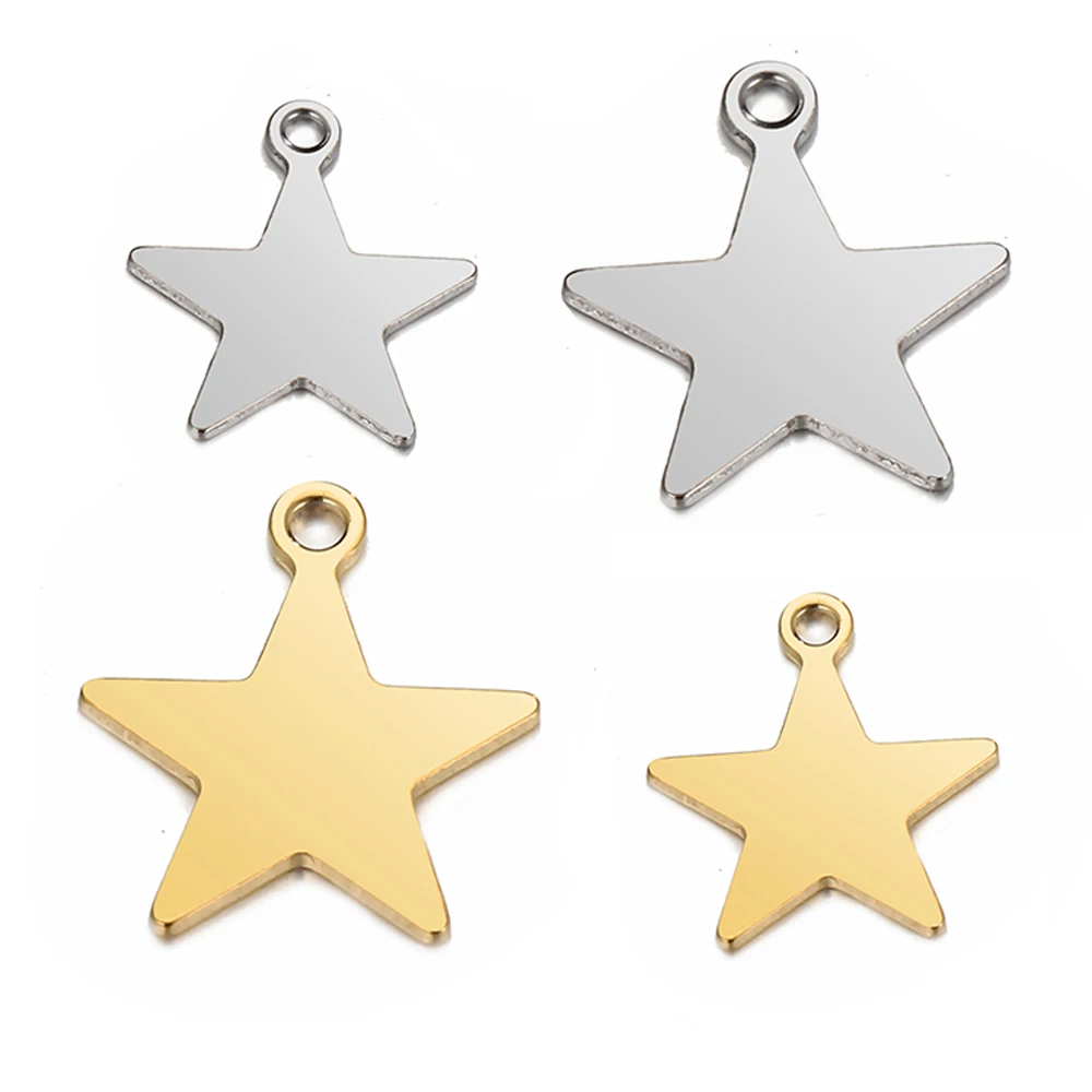 Top Trends: 20-50pcs / lot Gold Color Stainless Steel Star Charms Pendant For Earrings Necklace Bracelet DIY Jewelry Making Components Shoppable Styles