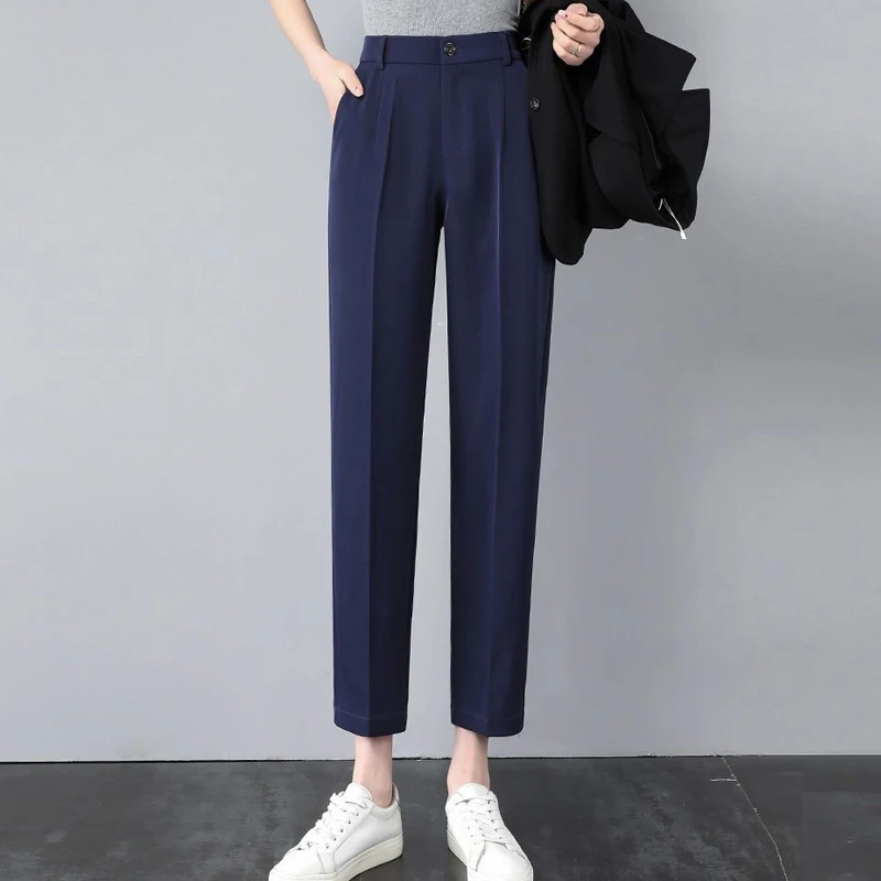 Top Trends: Women&#039;s Clothing Fashion Office Lady Business Casual Zipper Korean Straight Solid Color Button Pockets Temperament Thin Pants Shoppable Styles