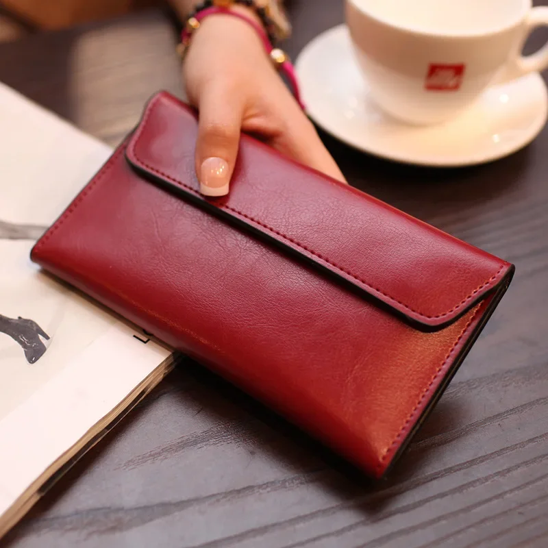 Top Trends: Brand Genuine Leather Women Wallet Long Thin Purse Cowhide Multiple Cards Holder Clutch Bag Fashion Standard Wallet Shoppable Styles