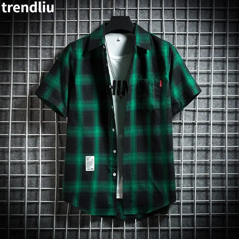 Top Trends: 2023 New Pure Cotton Men's Plaid Shirt High Quality Casual Short Sleeves Chest One Pocket Design Fashion Printed-Button Soft Shoppable Styles