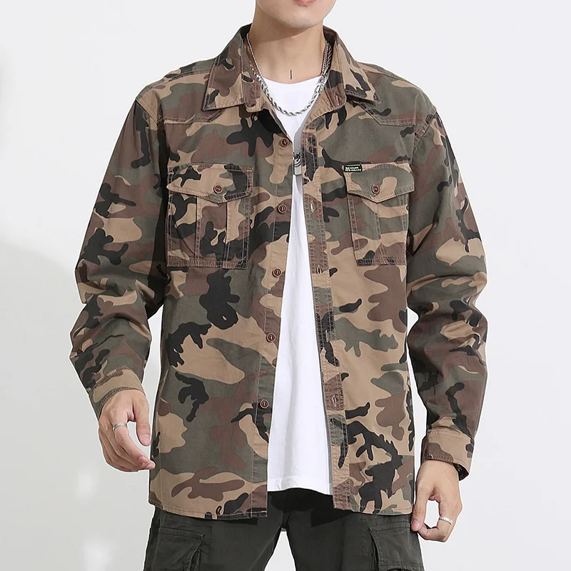 Top Trends: Men's Camouflage Tactical Shirts Cotton Relaxed Fit Long Sleeves Work Shirts With Pockets Outdoor Button Down Military Tops Shoppable Styles