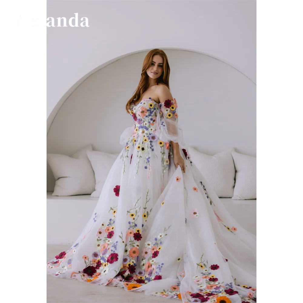 Top Trends: Amanda Flowers Lace Embroidery Tulle Fabric Prom Dress Detachable Train Vestidos De Fiesta Strapless A-line فستان حفلات الزفاف Shoppable Styles