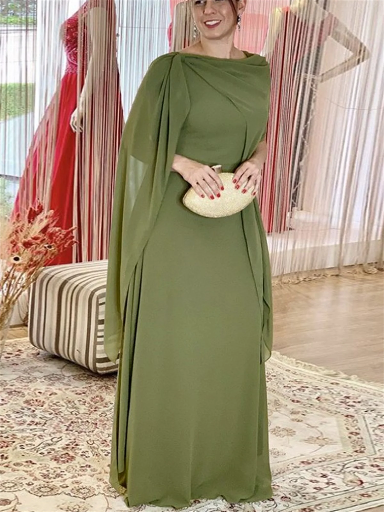 Top Trends: Elegant Olive Green Mother Of The Bride Dress Long A Line Sleeveless Floor Length High Neck Vestidos De Ocasión Formal Dresses Shoppable Styles - Image 3