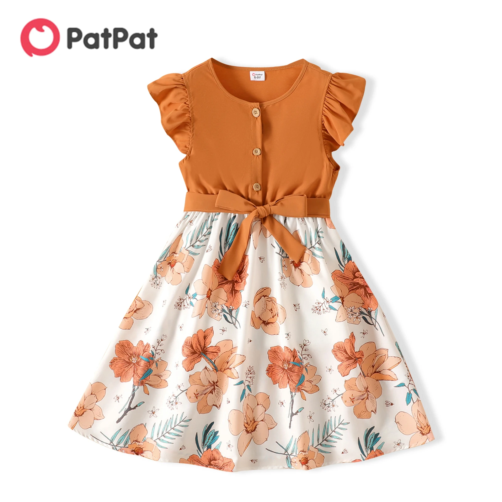 Top Trends: PatPat Girl Kids Dress Girl Dresses For Very Elegant Party Ruffled Floral Print Splice Belted Flutter-sleeve Dress Girl Clothing Shoppable Styles