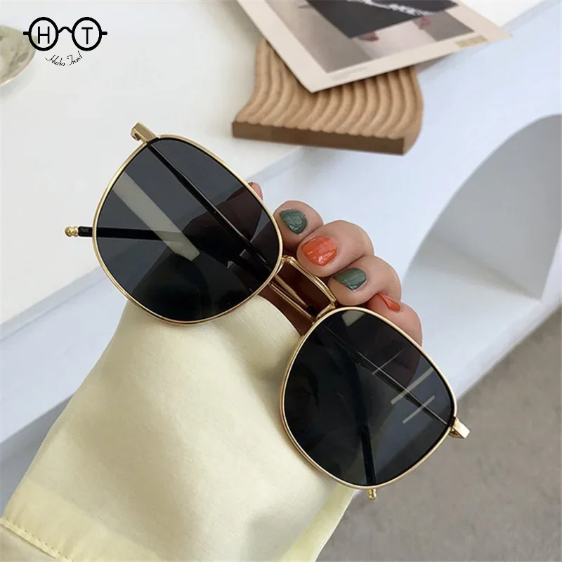 Top Trends: Fashion 90s Sunglasses Vintage Brand Deisgner Square Metal Sun Glasses Women Men Retro Black Glasses Shades UV400 Shoppable Styles