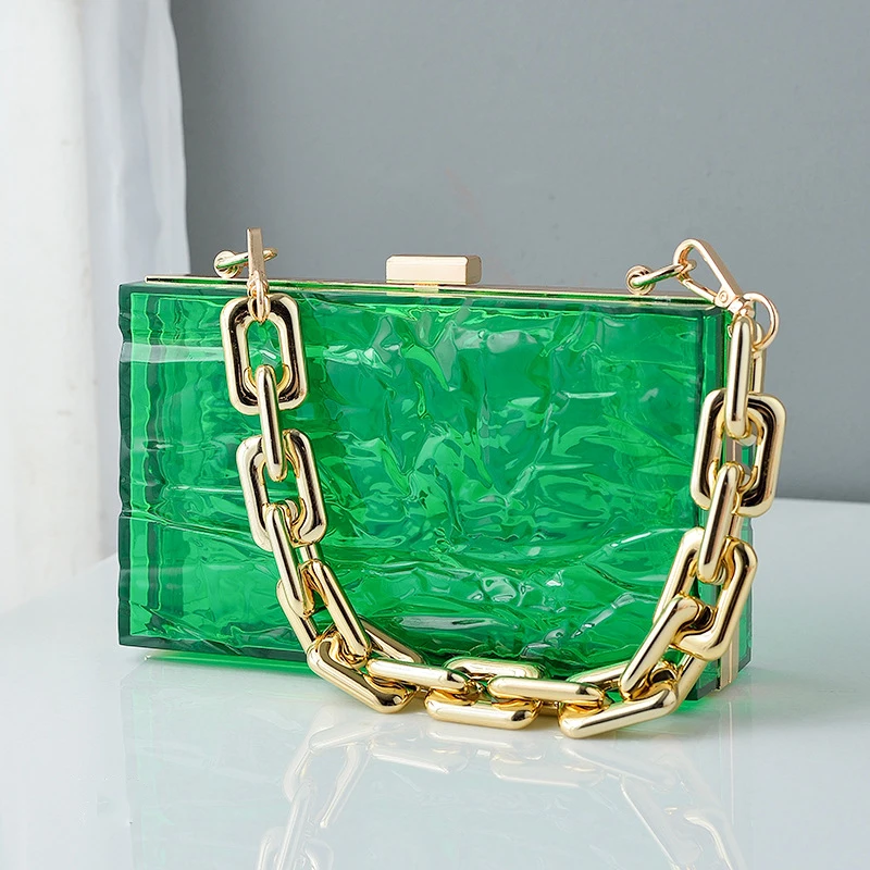 Top Trends: Green Transparent Bag Acrylic Clutch Jell Party Bags For Women 2024 Evening Clutch Luxury Designer Handbags Crossbody Purse Shoppable Styles