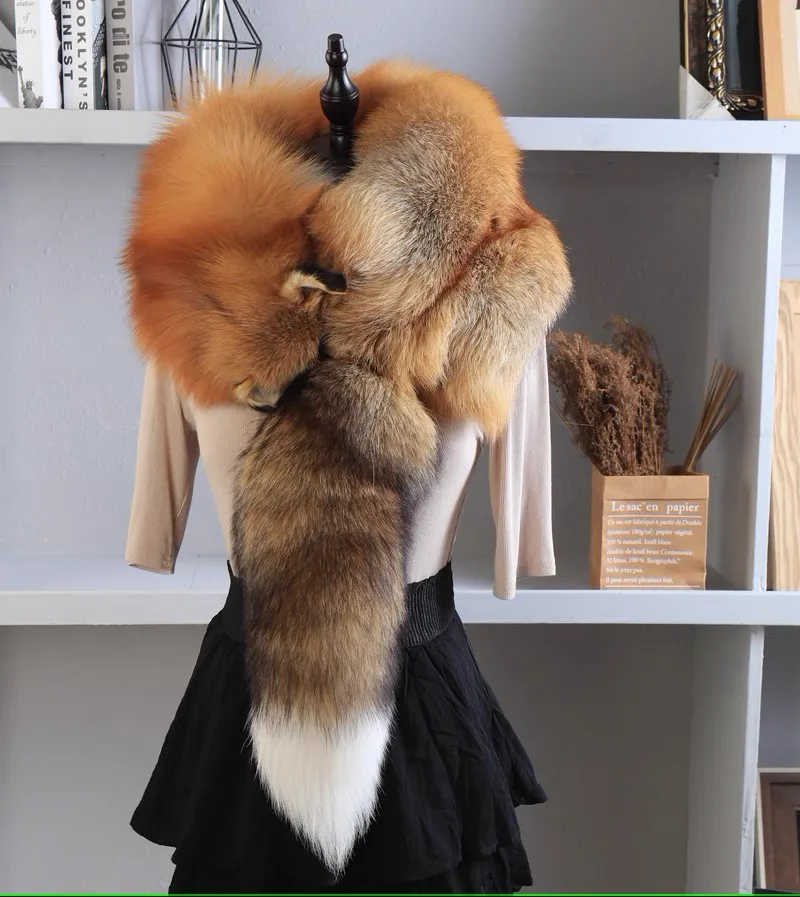 Top Trends: Party Real Fox Fur Scarves Natural One-Piece Fox Fur Collar Warm Soft Real Fox Fur Scarf Luxury Women Men Jackets Hood Shawl Shoppable Styles