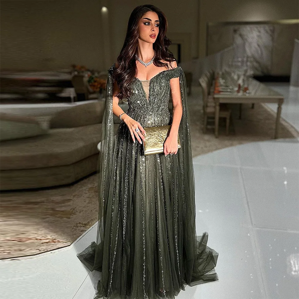 Top Trends: Sevintage Luxury Beading Sequined A-Line Prom Dresses Off The Shoulder Saudi Arabic Evening Gowns Formal Party Dress 2024 Shoppable Styles