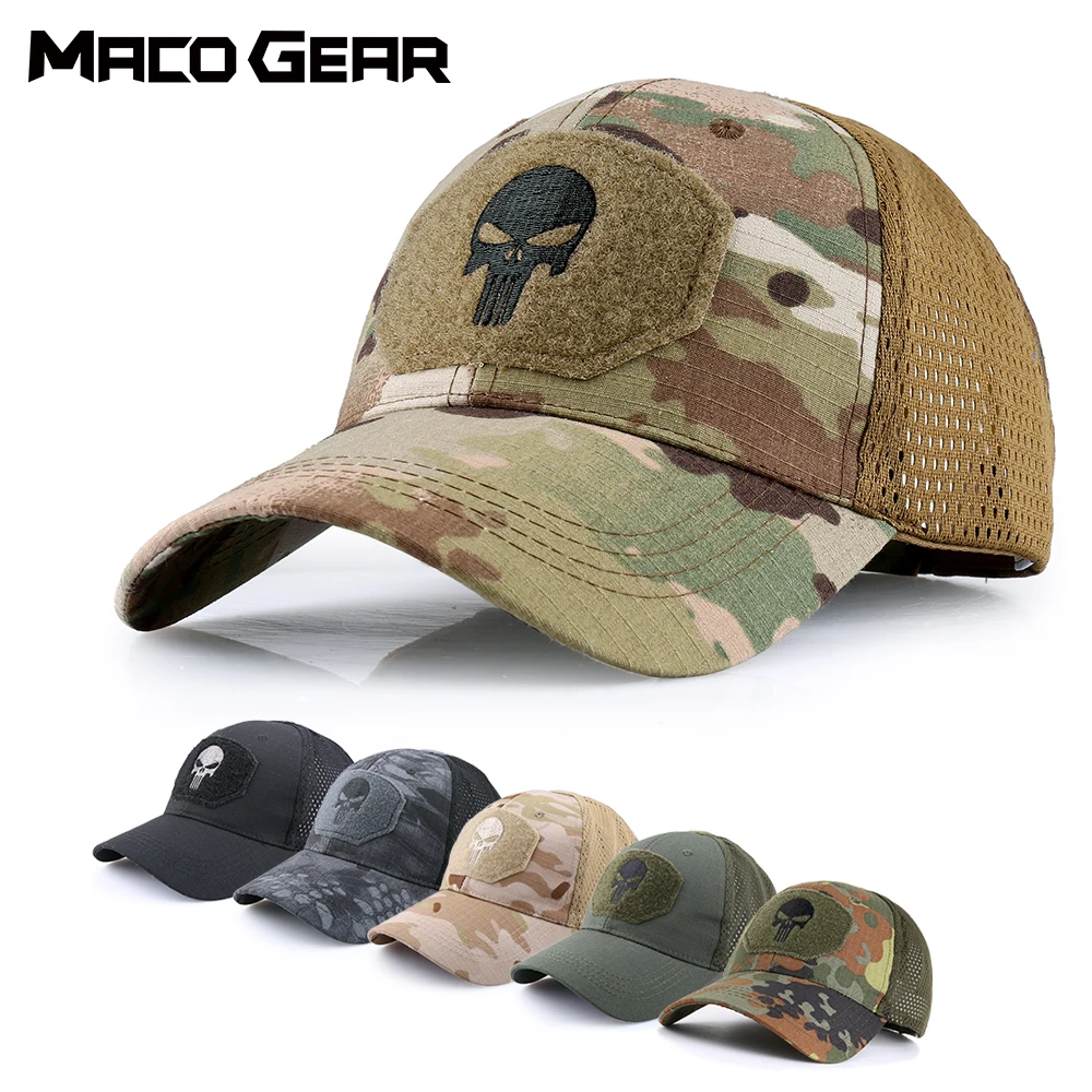 Top Trends: Summer Tactical Military Camouflage Baseball Mesh Skull Cap Adjustable Sunshade Hat Camping Hunting Hiking Breathable Caps Men Shoppable Styles