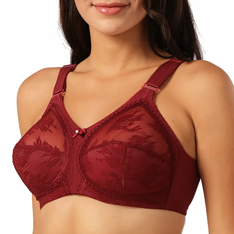 Top Trends: Push Up Plus Size Lace Bras Unlined Wire Free Sexy Brown Lace Mesh Bra Women Sexy Lingerie Lace Bralette Big Size C D E F G H I Shoppable Styles