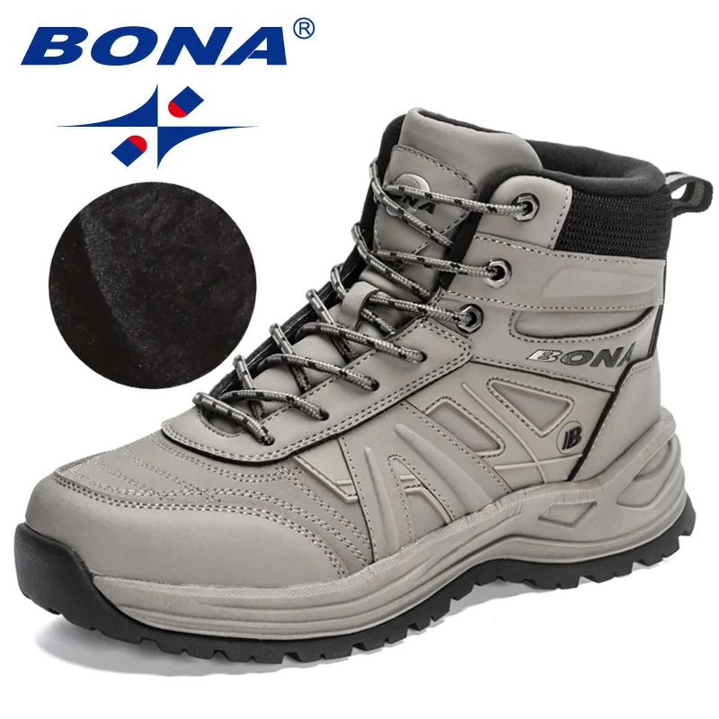 Top Trends: BONA 2023 New Designers Winter Plush Hiking Shoes Men Outdoor Mountain Snow Boots Man Anti-collision Sneakers Keep Warm Footwear Shoppable Styles