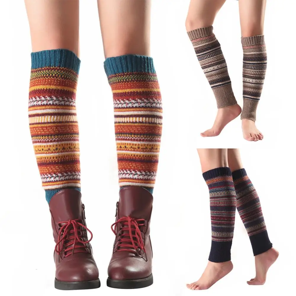 Top Trends: Socks For Women Striped Knitted Leg Warmers Winter Footless Knee High Fashion Boot Socks For Home For Daily Wear Shoppable Styles