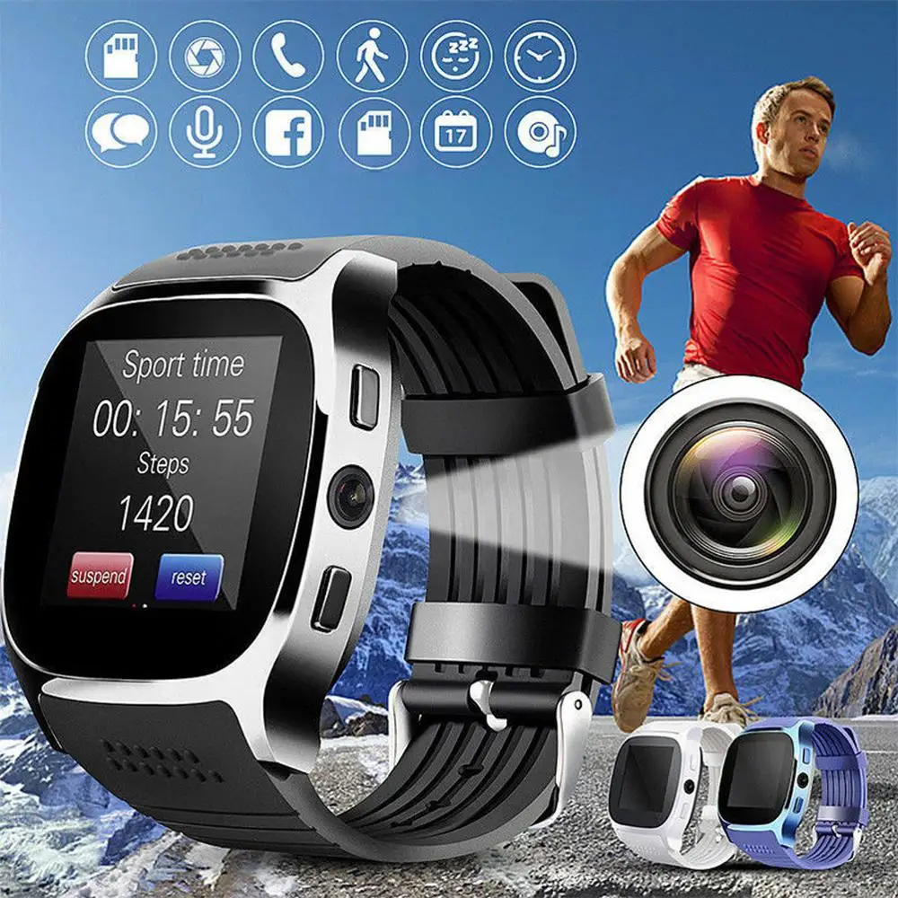 Top Trends: Smart Watch T8 Bluetooth With Camera Support SIM TF Card Pedometer Men Women Call Sport Smartwatch For Android Phone PK Q18 DZ09 Shoppable Styles