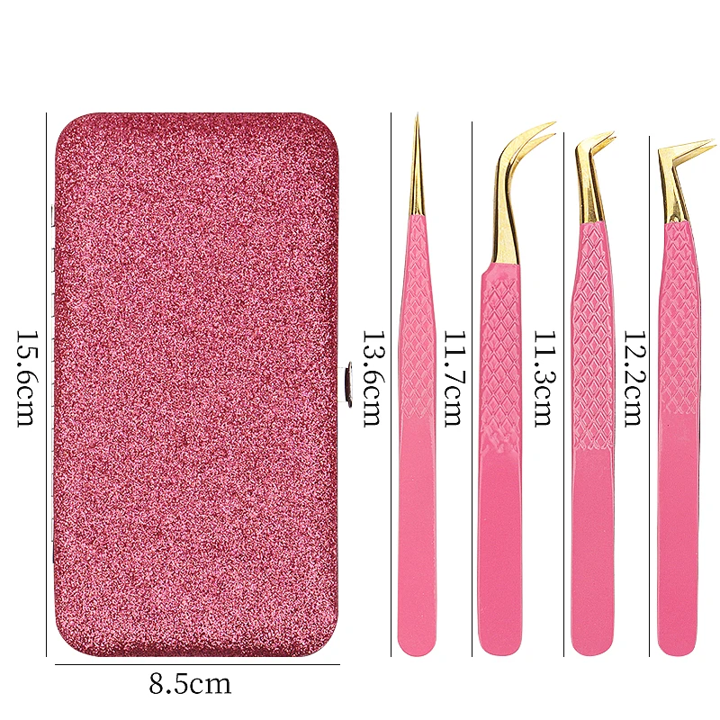 Top Trends: Eyelashes Tweezers Bag Set Precision Stainless Steel Clip Lashes Extension Application Tools Tweezer Storage Protective Box Shoppable Styles - Image 3