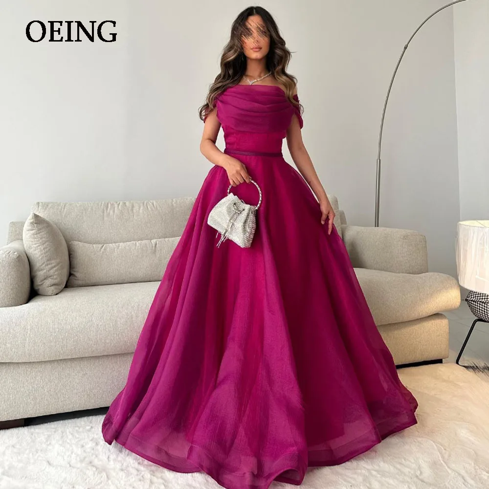 Top Trends: OEING Elegant Pitaya Strapeless Prom Dresses Tiered Pleated Evening Gowns Floor Length Formal Occasion Dress Vestidos De Noche Shoppable Styles