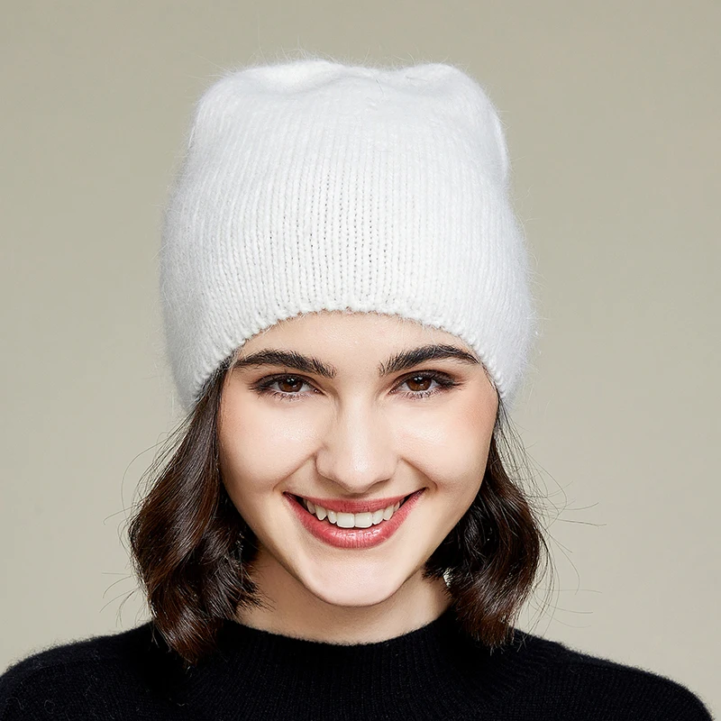 Top Trends: VISROVER 10 Colors Solid Color Rabbit Fur Winter Hat for Woman Long Hair Warm Cap Simple High Quality Soft Winter Beanies Shoppable Styles - Image 3