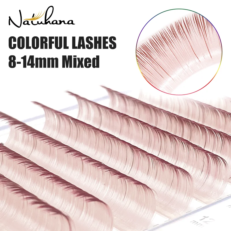 Top Trends: NATUHANA Colored Individual Lashes Faux Eyelash Extensions 0.07mm 8-14mm C / D Curl Mix Length False Lashes Eyelash Makeup Shoppable Styles