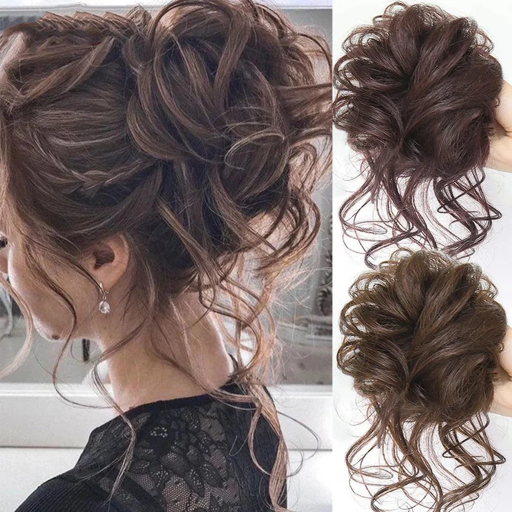 Top Trends: Curly Messy Bun Hair Piece Hair Scrunchie Fake Natural Look Wig Hair Ring Fluffy Hair Decoration Girl Hair Tie Braiding Styling Shoppable Styles