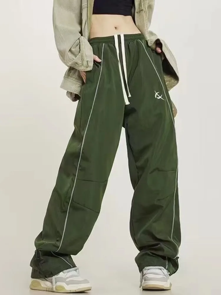 Top Trends: HOUZHOU Y2k Cargo Track Pants Women Harajuku Striped Baggy Green Joggers Casual Oversized Hip Hop Sweatpants Wide Kpop Fashion Shoppable Styles