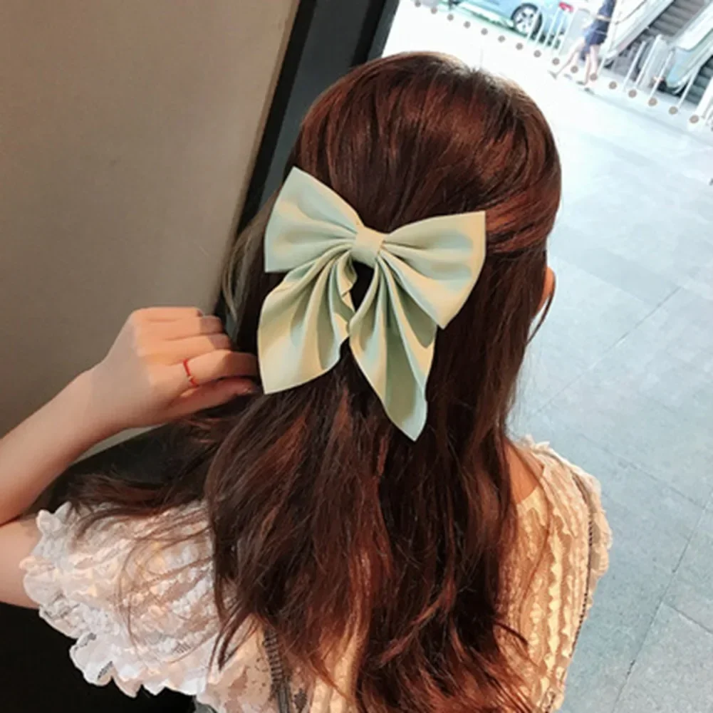 Top Trends: New Sweet Bow Hairpins Solid Color Bowknot Hair Clips For Girls Satin Butterfly Barrettes Duckbill Clip Kids Hair Accessories Shoppable Styles - Image 5