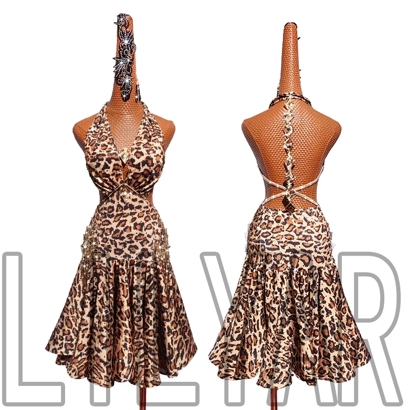 Top Trends: The New Latin Dance Competition Performance Adult Leopard Print Europe And The United States Flash Diamond Waist Skirt Skirt Shoppable Styles